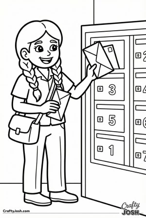 Female mail carrier with braids delivering apartment mail