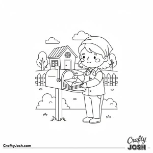 Female mail carrier with headscarf delivering farm mail