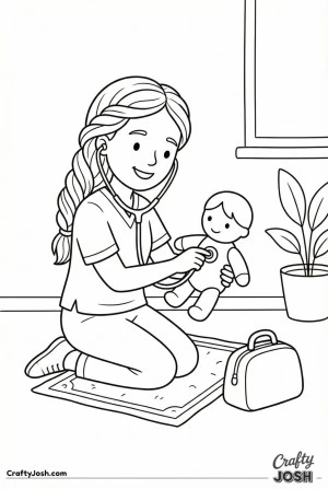 Female paramedic helping toy patieny