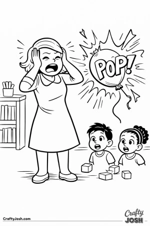 Female teacher balloon pop