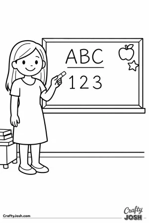 Female teacher chalkboard