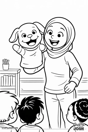 Female teacher puppet lesson