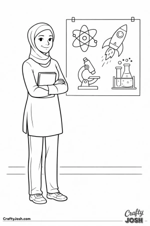 Female teacher science poster wall