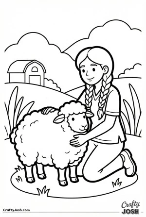 Female veterinarian with braids caring for sheep