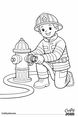Firefighter connecting hose to hydrant