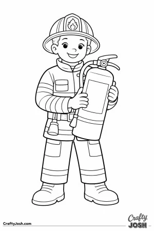 Firefighter holding fire extinguisher