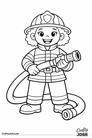 Firefighter holding fire hose