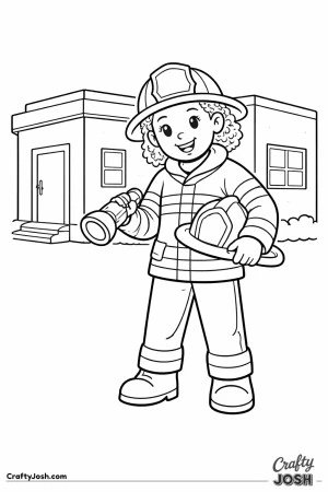 Firefighter holding flashlight and helmet