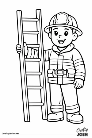 Firefighter holding ladder