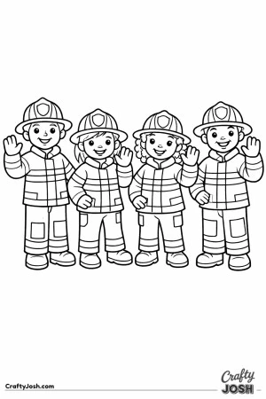 Firefighter team waving