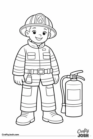 Firefighter with fire extinguisher