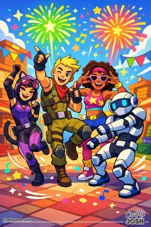 Fortnite squad victory emote celebration