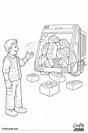 Garbage truck with bricks