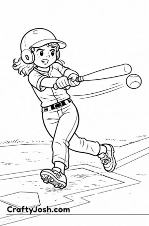 A young baseball batter steps back slightly while swinging at an inside pitch, with a focused expression