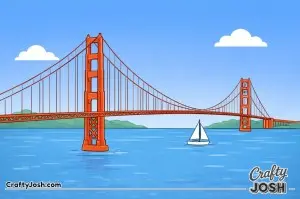 This famous bridge scene started as a bright, colorful picture inspired by the Golden Gate Bridge
