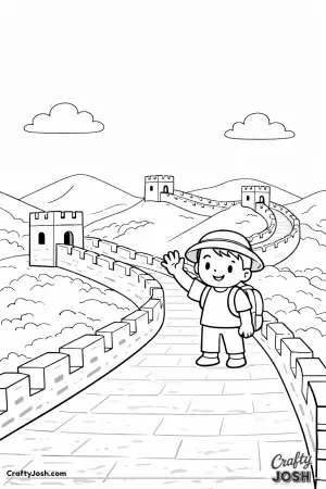 Walk along the Great Wall of China with a smiling young explorer who is happy to wave hello from the top