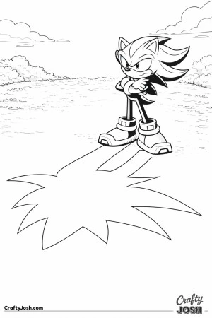 Shadow stands still with arms crossed while casting a large shadow on the ground.