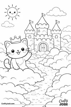 A curious kitty floats high above the world