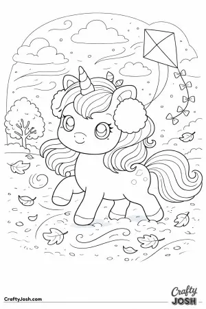 Kawaii unicorn enjoying a breezy day
