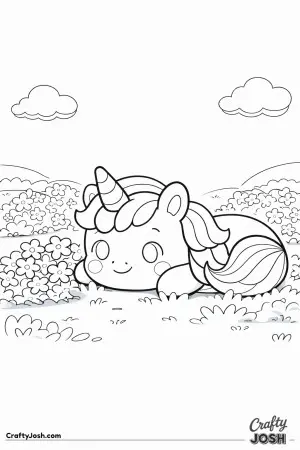 Cute kawaii unicorn lying down