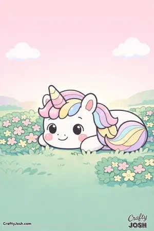 Cute kawaii unicorn lying down