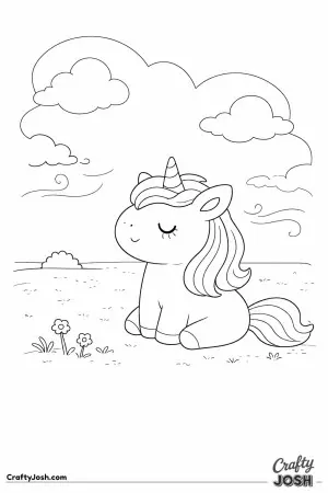 Kawaii unicorn sitting alone