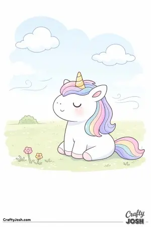 Kawaii unicorn sitting alone