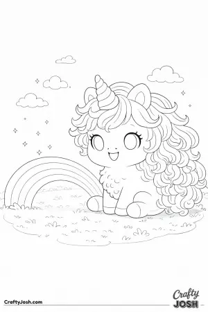 Kawaii unicorn a rainbow