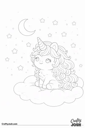 Kawaii unicorn looking at the stars
