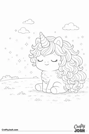 Kawaii unicorn sitting with it's eyes closed