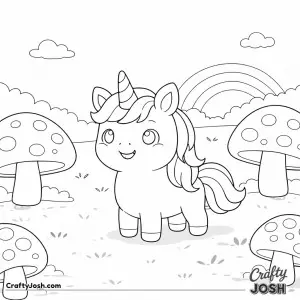 Cute Kawaii unicorn in a fantasy park