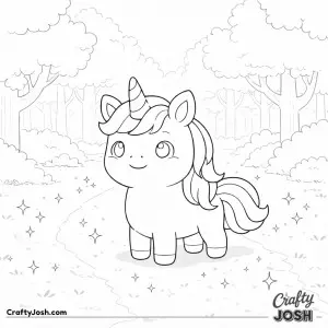 Cute Kawaii unicorn looking curiously