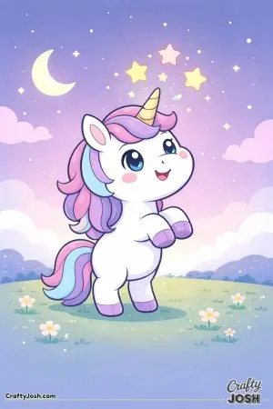 Kawaii unicorn standing on it's back legs