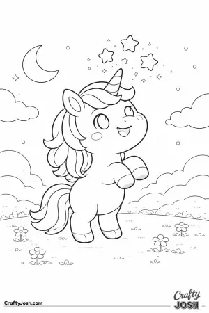 Kawaii unicorn standing on it's back legs