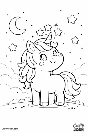Cute kawaii unicorn with stars