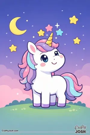 Cute kawaii unicorn with stars
