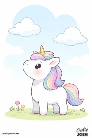 Kawaii unicorn standing still