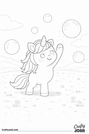 Cute Kawaii unicorn popping bubbles