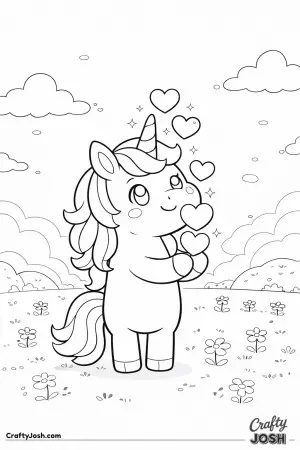 Kawaii unicorn with hearts
