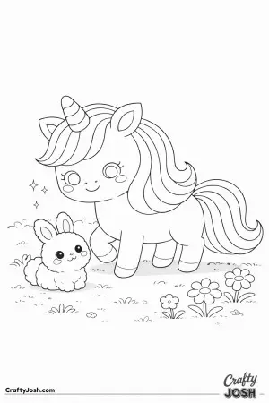 Cute kawaii unicorn standing.