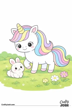 Cute kawaii unicorn standing.