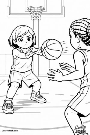 A young basketball player fires a sharp chest pass to a teammate cutting toward the basket on an indoor court