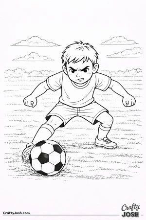 youth soccer, soccer ball trap, soccer control skill, soccer player action, kids soccer, soccer field, sports coloring page