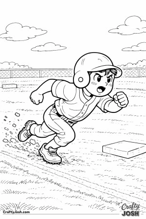 A young Little League baseball player is shown sprinting low and fast as they steal second base, with first base behind and second base ahead on a ..