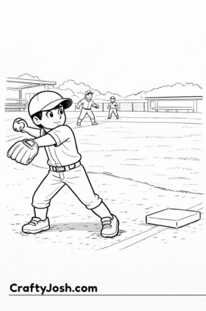 A young infielder twists mid-throw after fielding the ball, making a quick throw toward first base while teammates react in the background