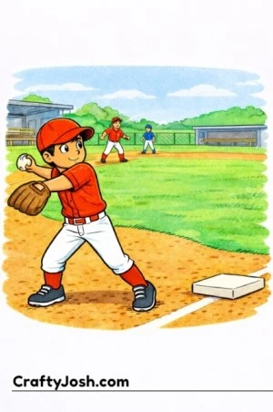 A young infielder twists mid-throw after fielding the ball, making a quick throw toward first base while teammates react in the background