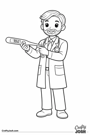 Male doctor beard lab coat thermometer