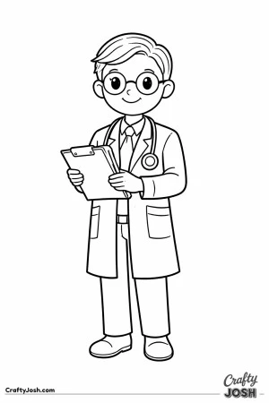 Male doctor glasses side part hair