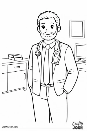 Male nurse beard outline first aid kit