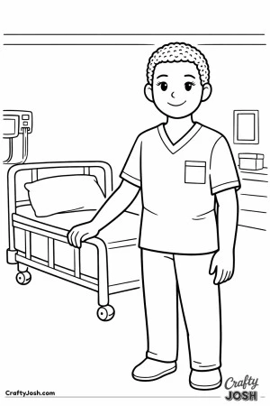 Male nurse scrubs hospital bed